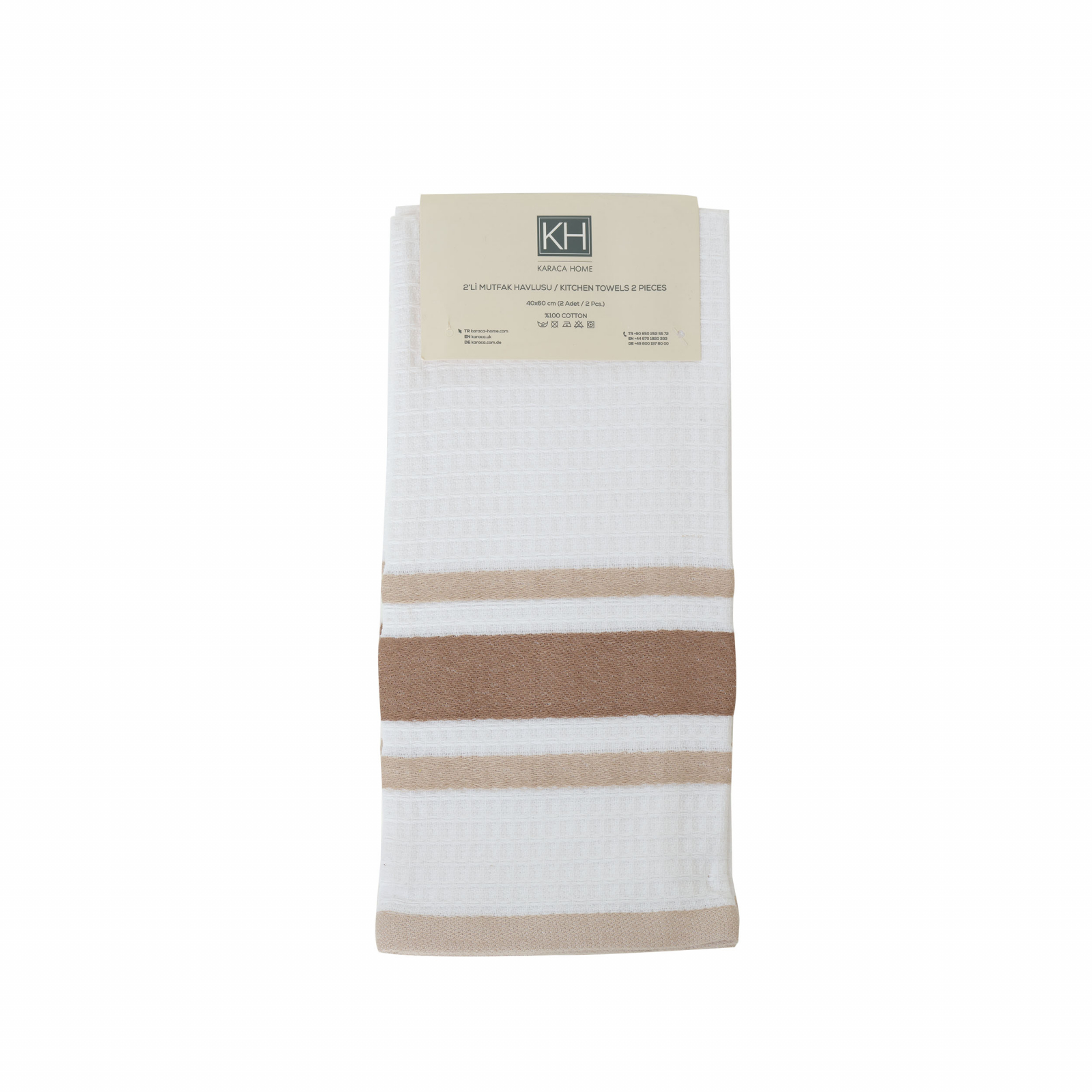 Karaca Home Swiss 100% Cotton Kitchen Towel 2 Pack 60x40 Cm Beige