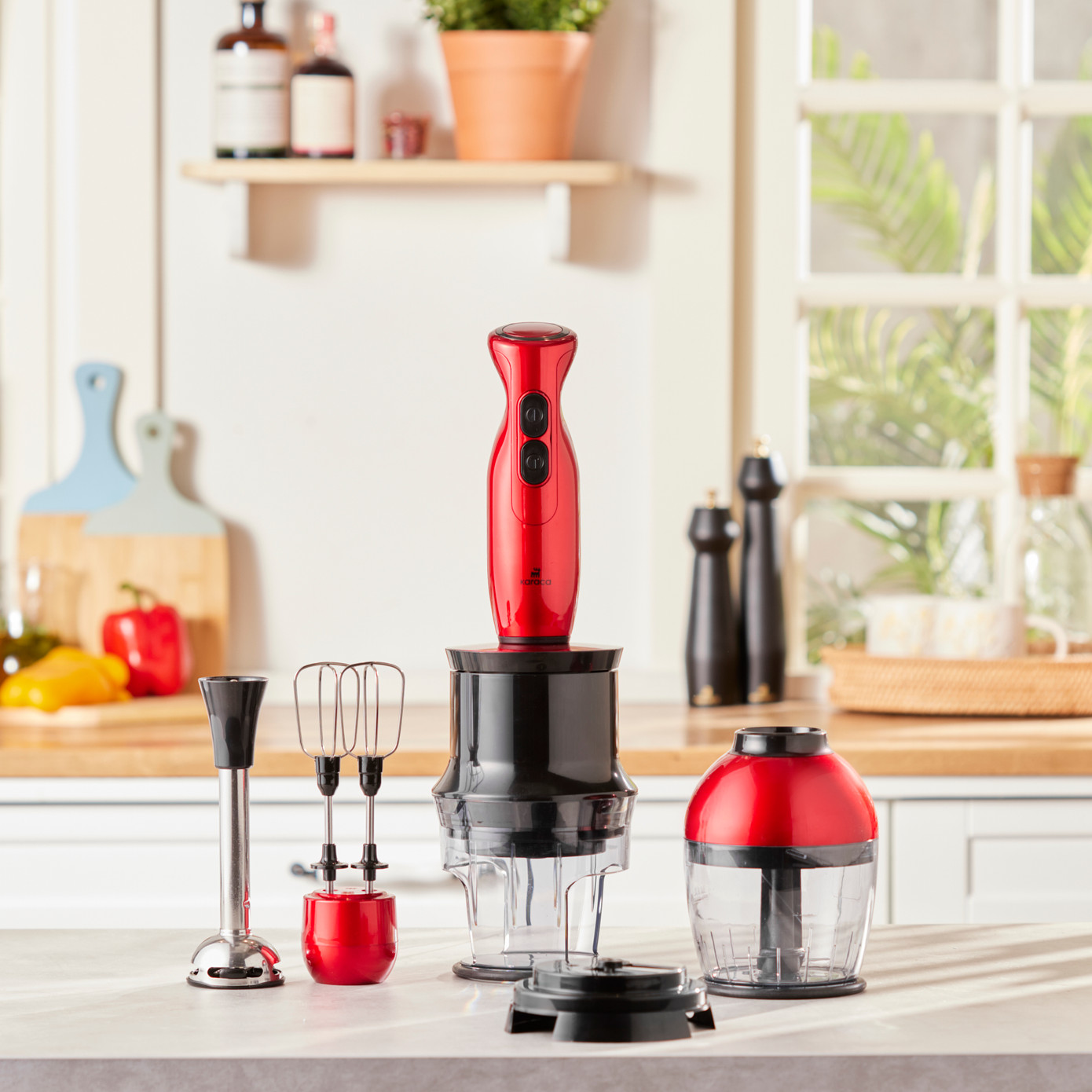 Karaca 5 In 1 Pro Spiral Blender Set Redgold 1500 W