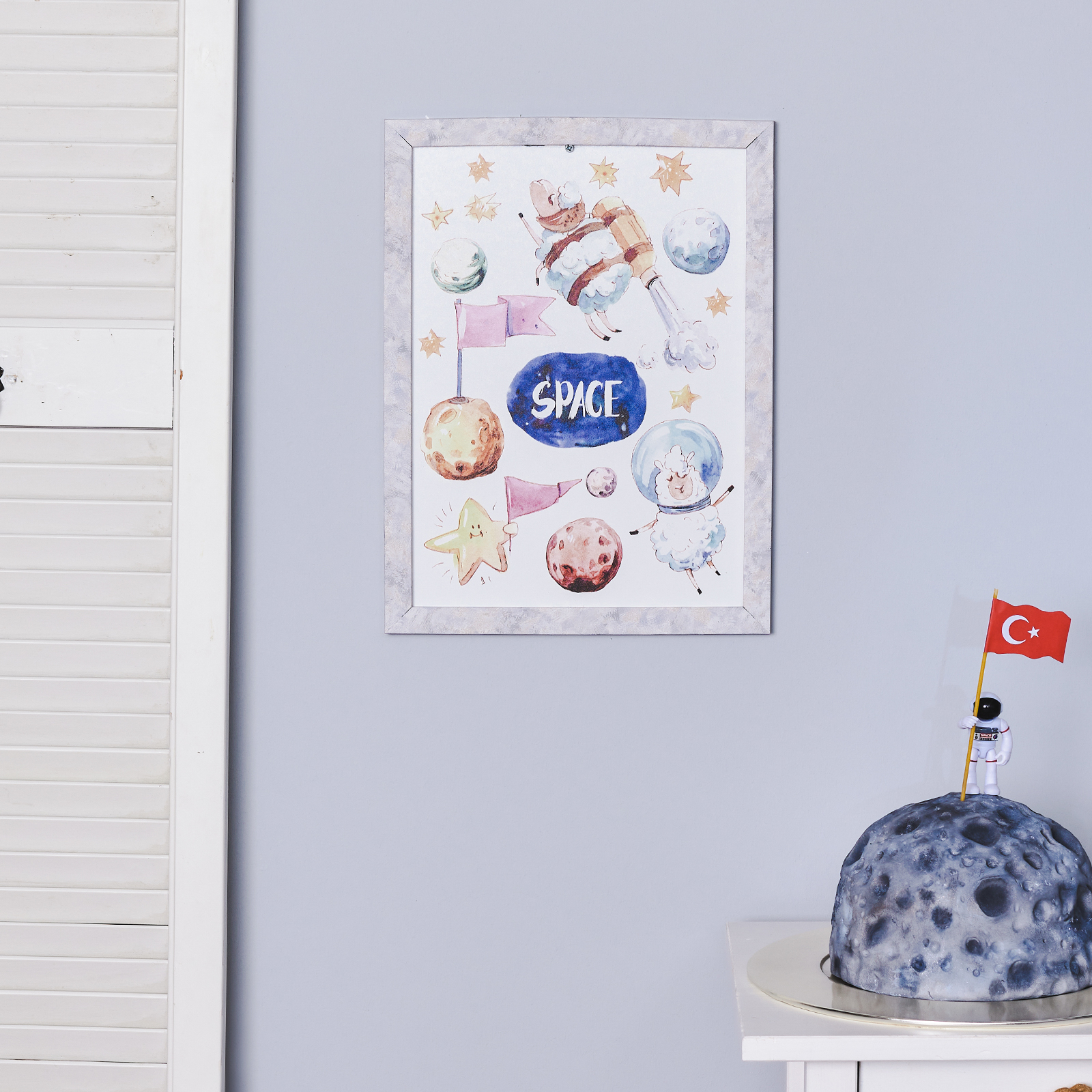 Karaca Home Astronout Sheep Framed Poster Painting