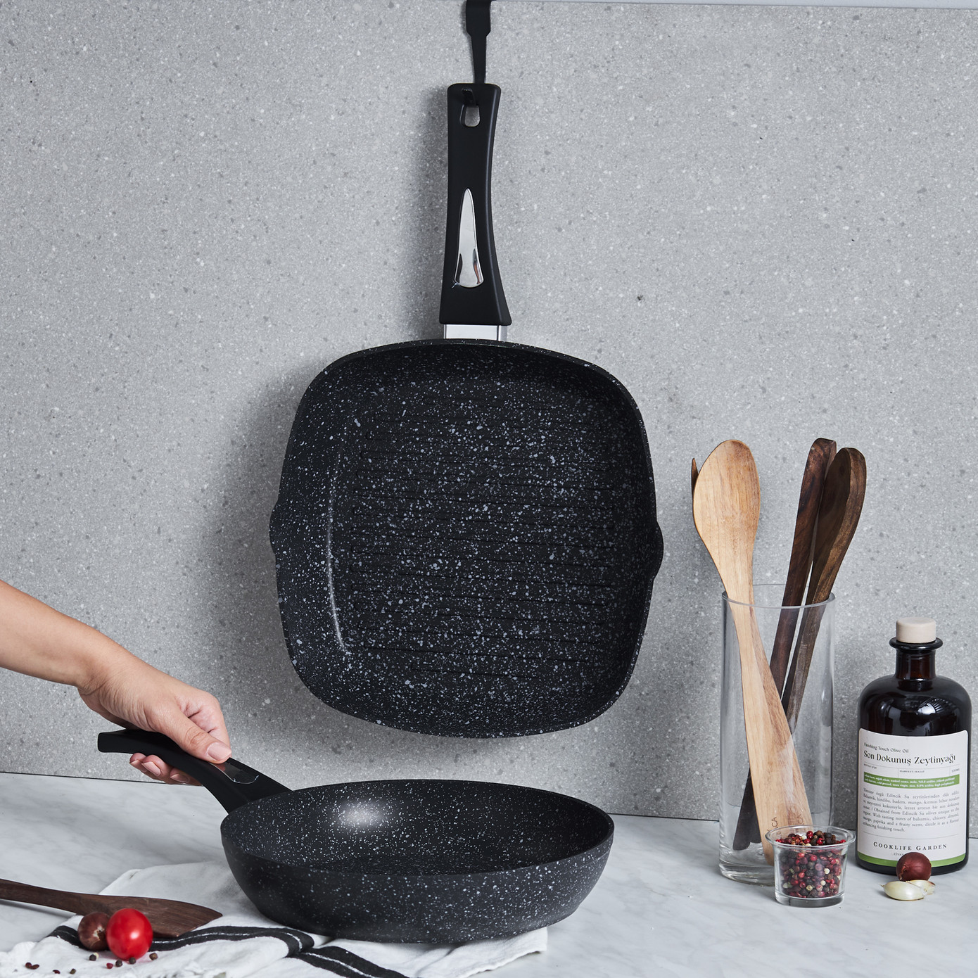 Karaca Defne Bio Granite Pan-Grill Set Black