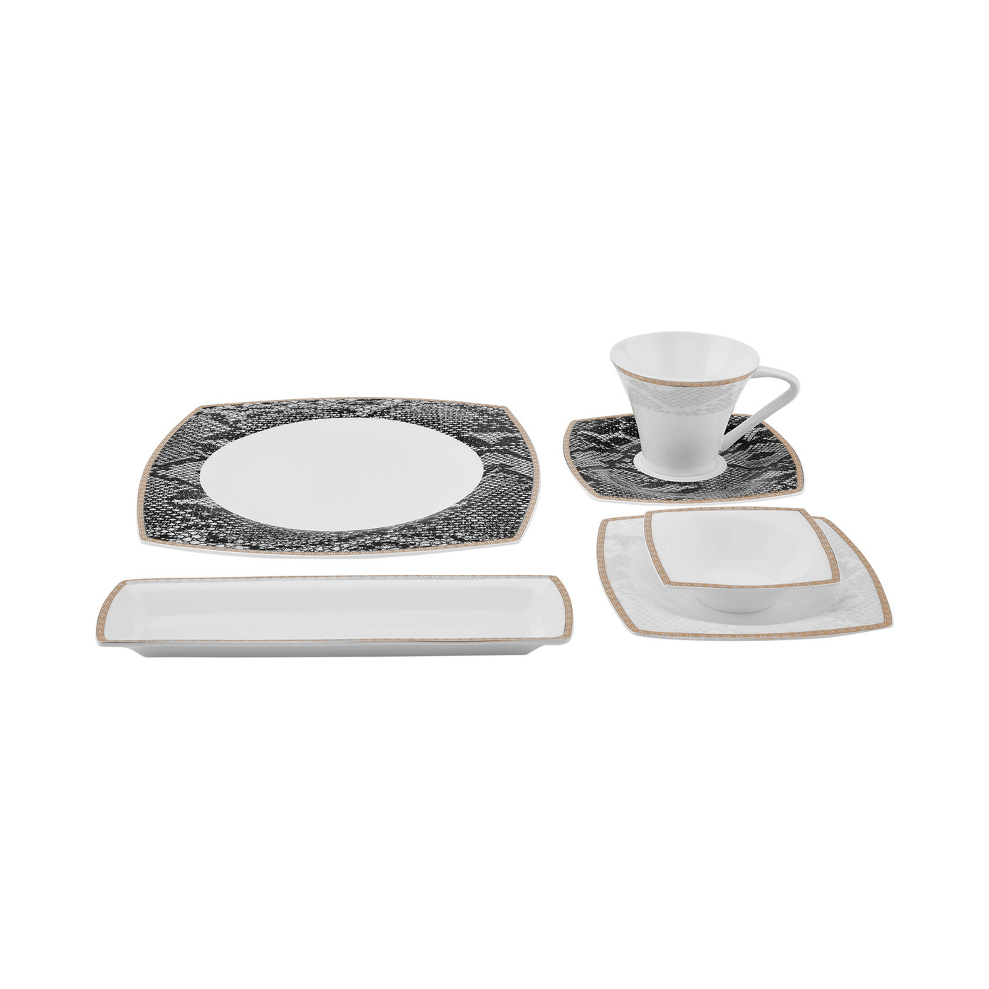 Karaca Fine Pearl Şahmeran 26 Pieces Square Breakfast Set For 6 Persons