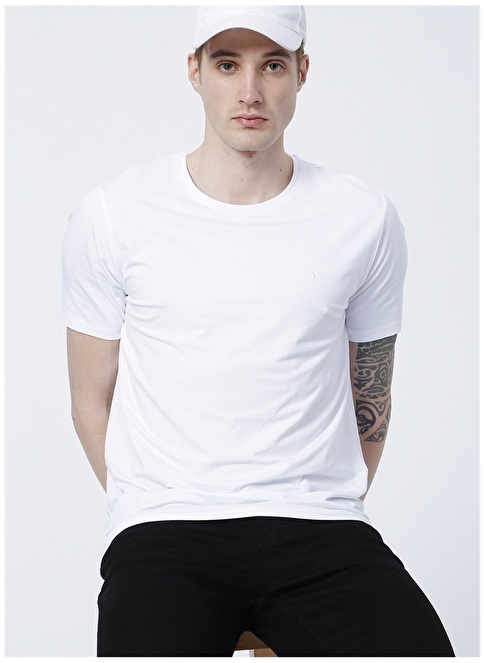 Factory O Neck Slim Fit Plain White Men's T-Shirt - ROMEO-O