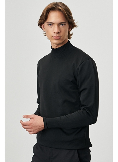 Altınyıldız Classics Half Turtleneck Black Men's Sweater 4A4923100507