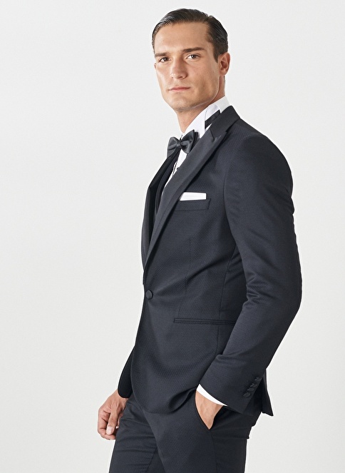 Slim Fit Swallow Collar Patterned Vest Tuxedo Suit