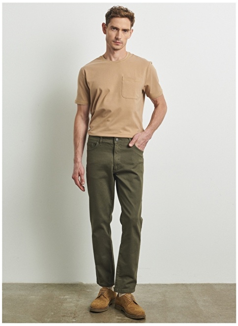 Altınyıldız Classics Normal Waist Piping Comfort Fit Khaki Men's Trousers 4A0123100062