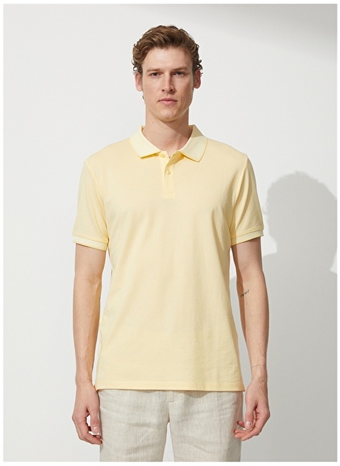 Altınyıldız Classics Polo Collar Yellow - White Men's T-Shirt 4A9000000003