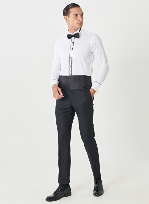 Slim Fit Swallow Collar Patterned Vest Tuxedo Suit