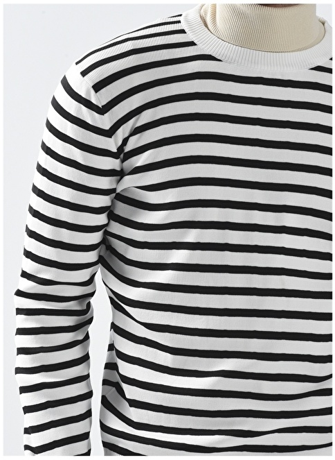 Factory O Neck Striped Ecru Men's Sweater PHILIP