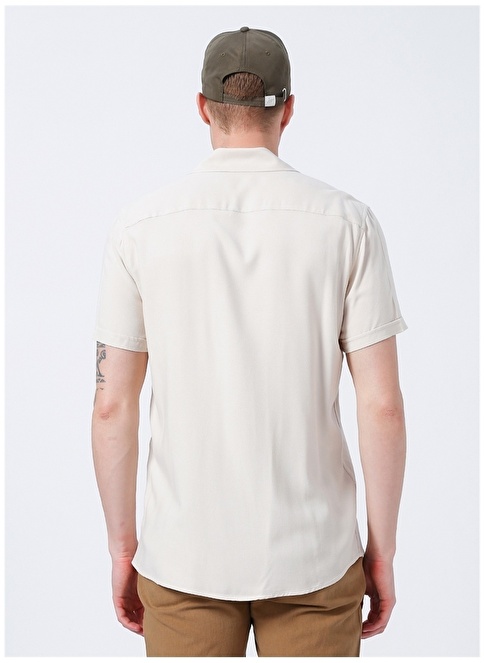 Factory Paris Basic Plain Beige Men's Short Sleeve Shirt