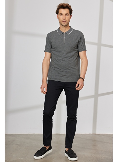 Slim Fit Slim Fit Polo Neck Jacquard T-Shirt