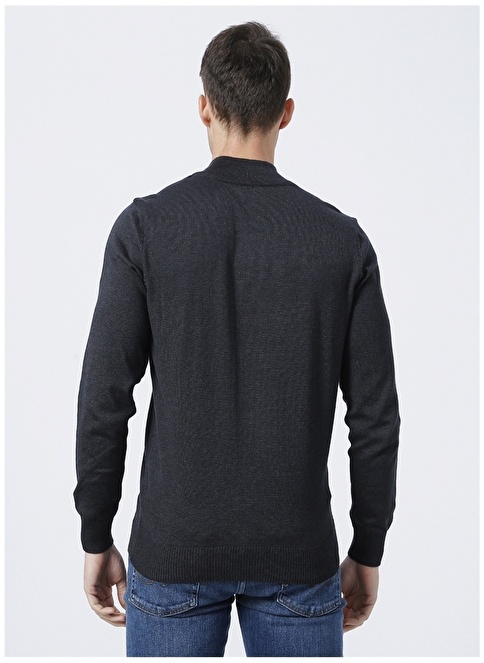 Factory ROCCO Bato Collar Basic Plain Anthracite Melange Men's Sweater