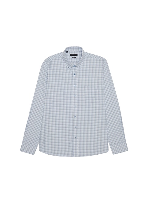 Comfort Fit Buttoned Collar Cotton Check Shirt