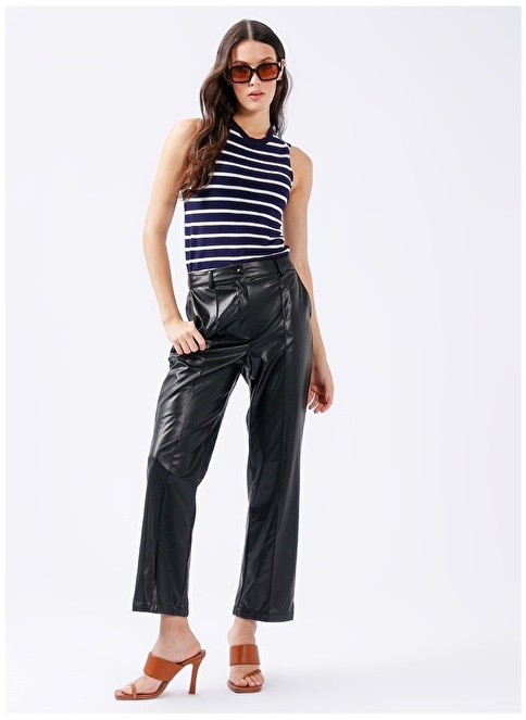 Factory Normal Waist Basic Black Women's Trousers NATALIE