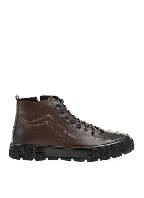 Factory Leather Textile Brown Men's Boots BASSIS