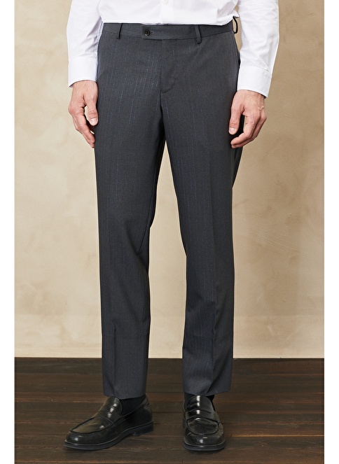 Slim Fit Dovetail Collar Striped Wool Suit