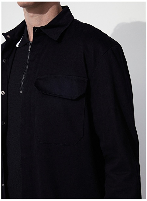 Factory Basic Jacket Collar Plain Black Men's Shirt GERARDO