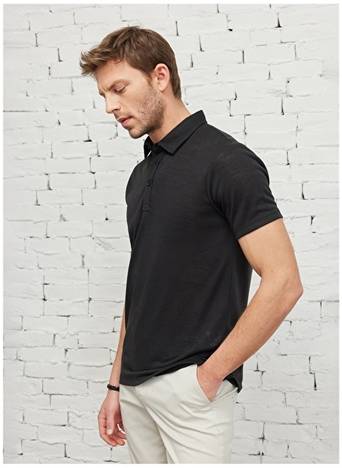 Altınyıldız Classics Polo Neck Black Men's T-Shirt 4A4823200049