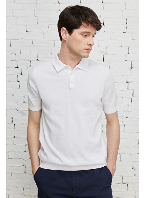 Standard Fit Polo Collar 100 Cotton Short Sleeve Knitwear