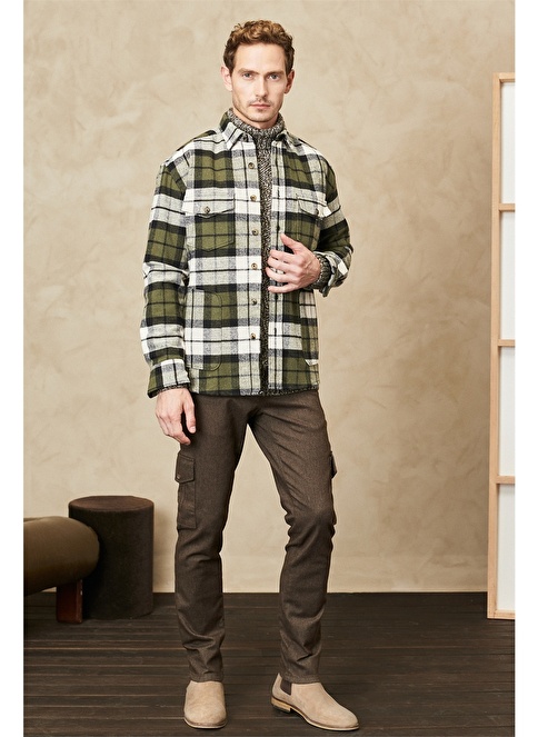 Oversize Fit Buttoned Collar Plaid Lumberjack Shirt Jacket