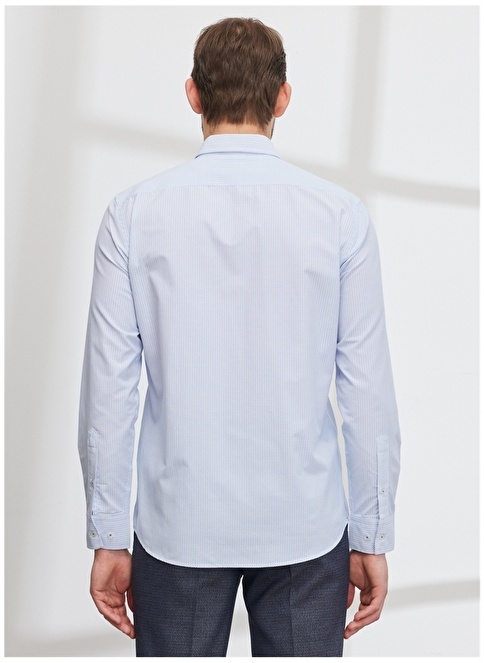 Altınyıldız Classics Buttoned Collar White - Blue Men's Shirt 4A2023200016