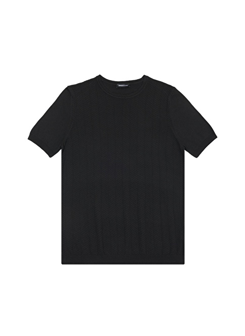 Standard Fit Crew Neck Short Sleeve Jacquard Knitwear