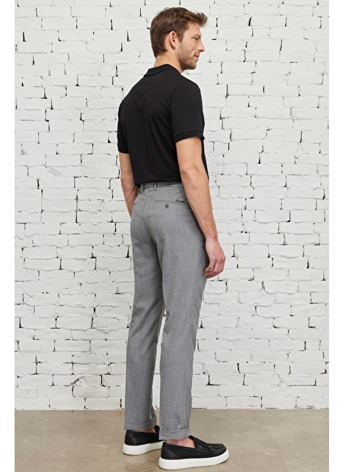 Slim Fit Elastic Checked Patterned Trousers With Side Pockets