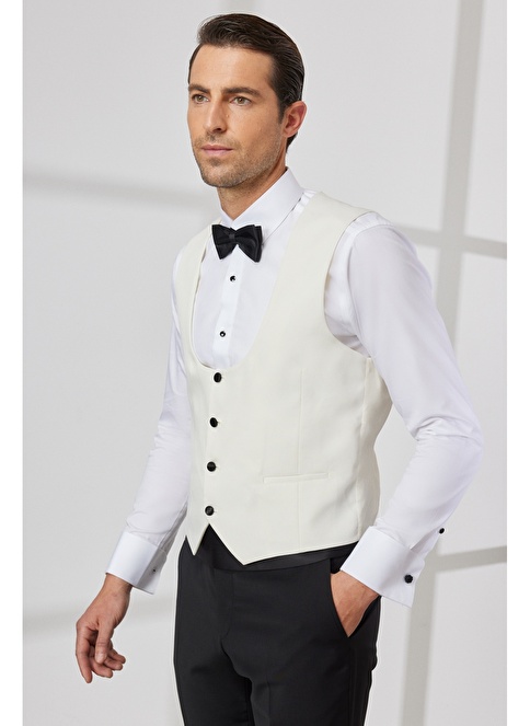 Slim Fit Shawl Collar Dobby Vest Tuxedo Suit