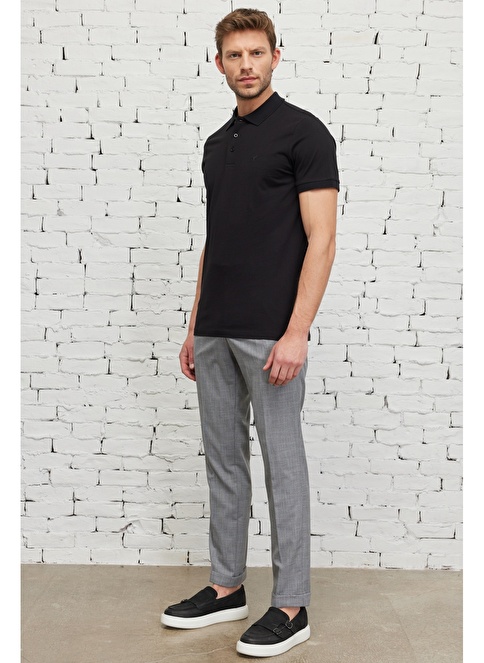 Slim Fit Elastic Checked Patterned Trousers With Side Pockets