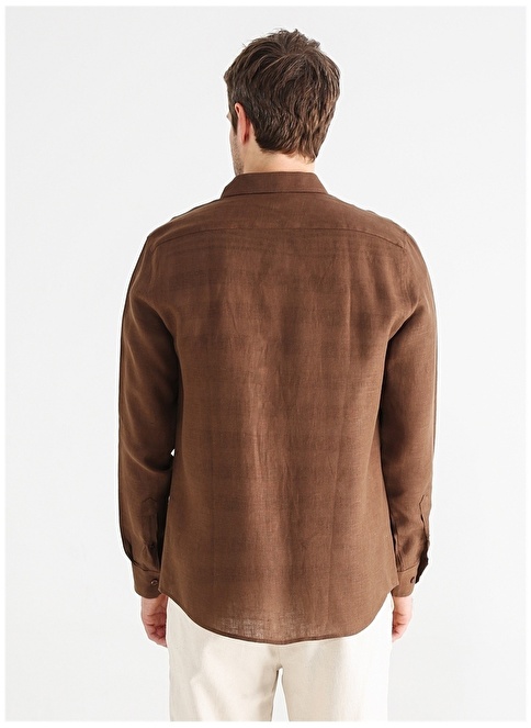 Factory Basic Shirt Collar Plain Brown Men's Shirt MARVIN