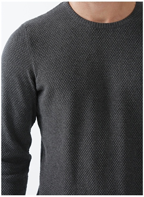 Factory O Neck Dobby Anthracite Men's Sweater READY 1