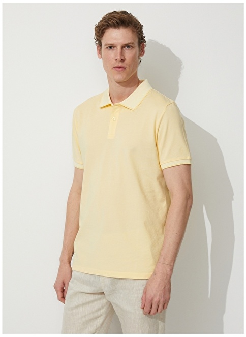 Altınyıldız Classics Polo Collar Yellow - White Men's T-Shirt 4A9000000003