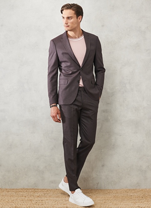 Extra Slim Fit Mono Collar Patterned Classic Suit