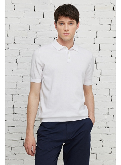 Standard Fit Polo Collar 100 Cotton Short Sleeve Knitwear