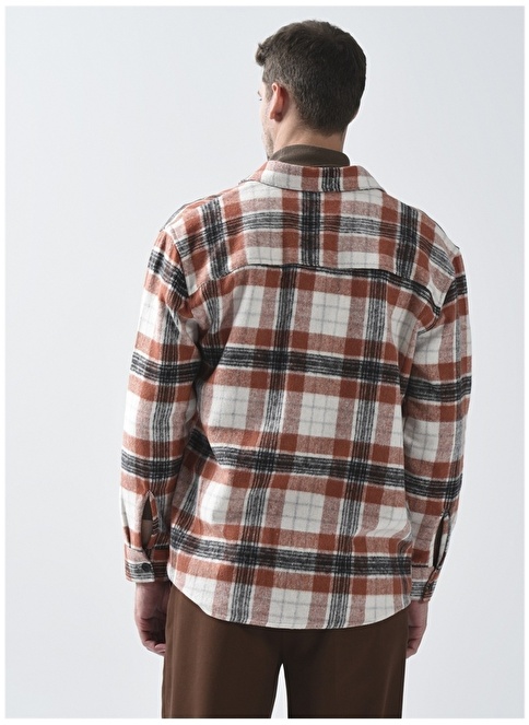 Factory Shirt Collar Plaid Camel Hair Men's Shirt REDONTE