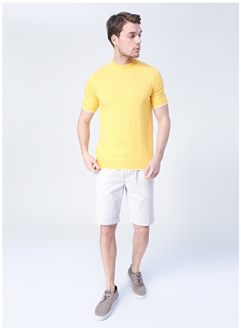 Factory Caesar O Neck Basic Plain Yellow Men's Sweater