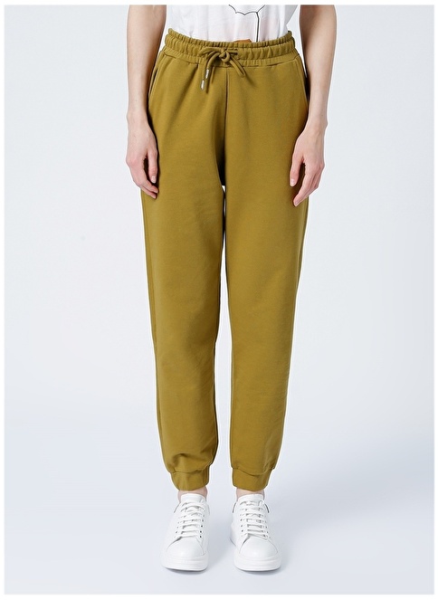 Factory Elastic Basic Plain Oil Green Women's Sweatpants TUNA