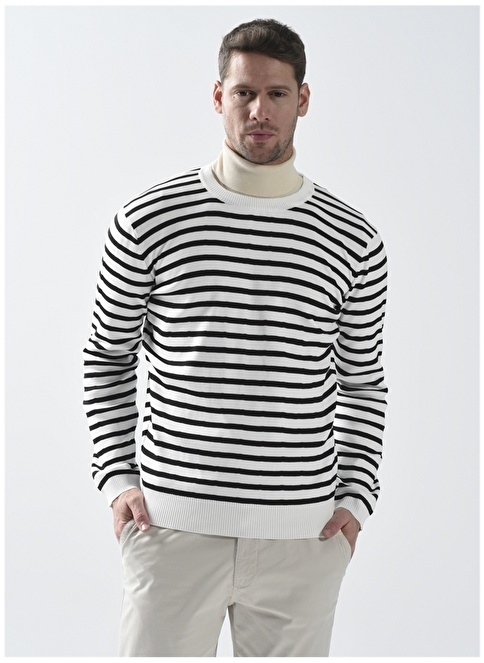 Factory O Neck Striped Ecru Men's Sweater PHILIP