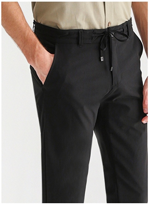 Factory Low Waist Slim Leg Black Men's Chino Pants BASILDON