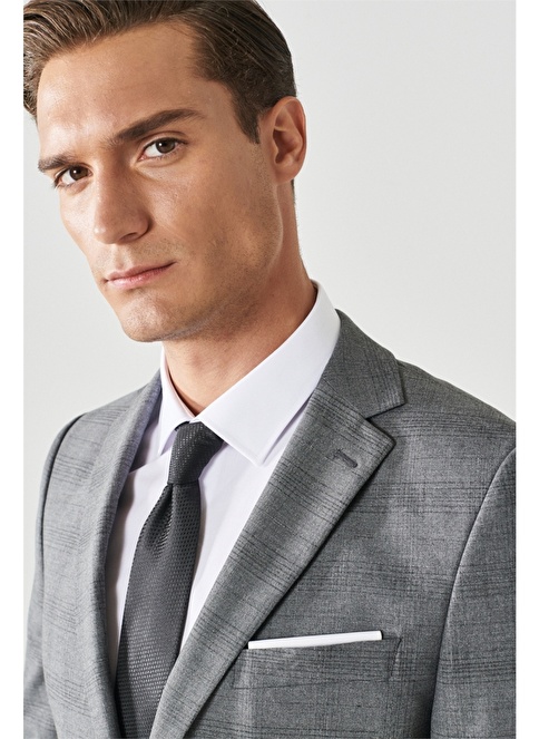 Extra Slim Fit Mono Collar Checked Suit