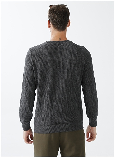 Factory O Neck Dobby Anthracite Men's Sweater READY 1