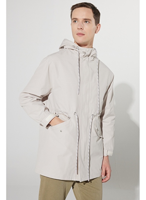 Standard Fit Regular Cut Patterned Trench Coat