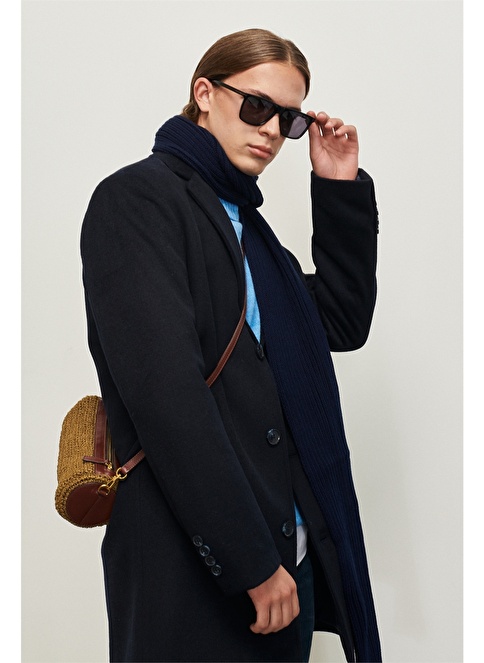 Standard Fit Normal Cut Mono Collar Wool Coat