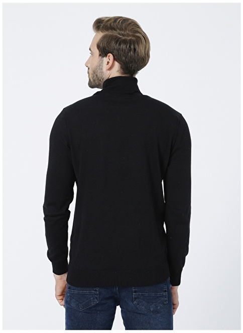 Factory Turtleneck Basic Plain Black Men's Sweater PETRO