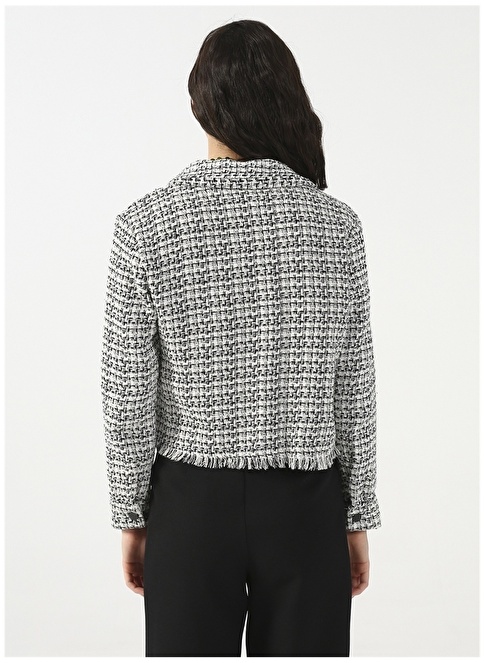 Factory Basic Tweed Black - White Women's Shacket Jacket DARA