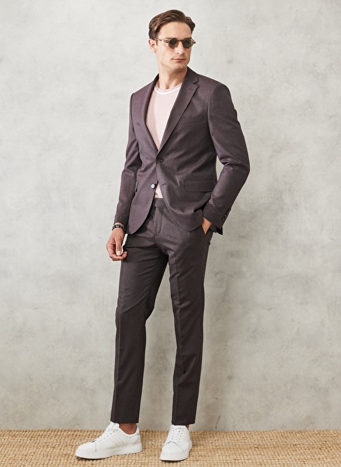 Extra Slim Fit Mono Collar Patterned Classic Suit