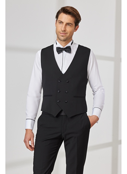 Slim Fit Slim Fit V-Neck Patterned Classic Vest