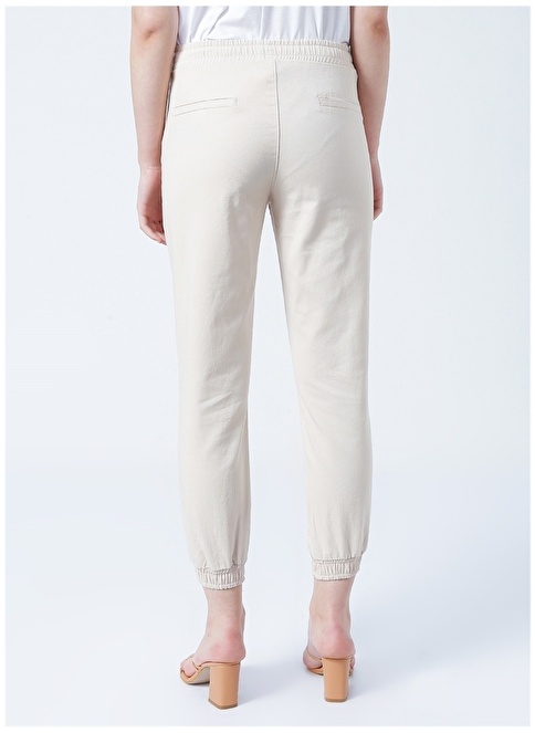 Factory Elastic Basic Beige Women's Denim Trousers BURUNDI-2