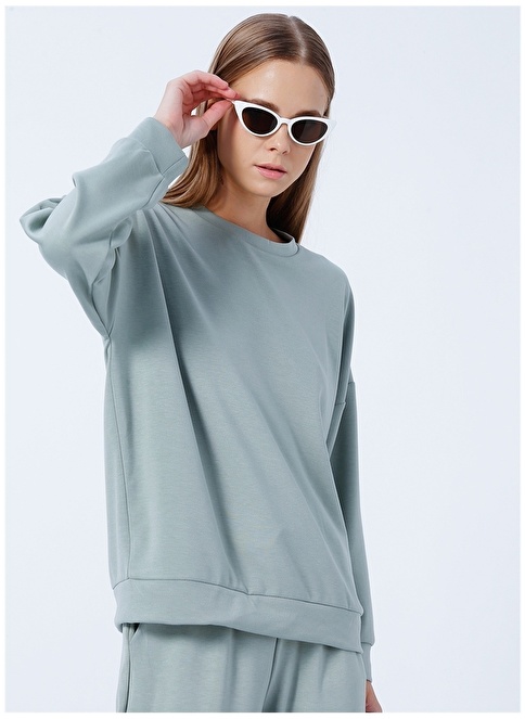 Factory Crew Neck Plain Mint Women's Sweatshirt K-HW-21B19