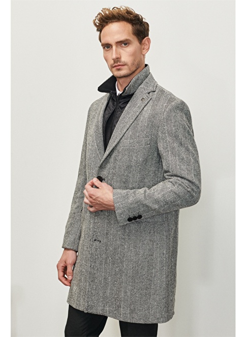 Mono Collar Knitted Pull-out Vest Wool Cachet Coat