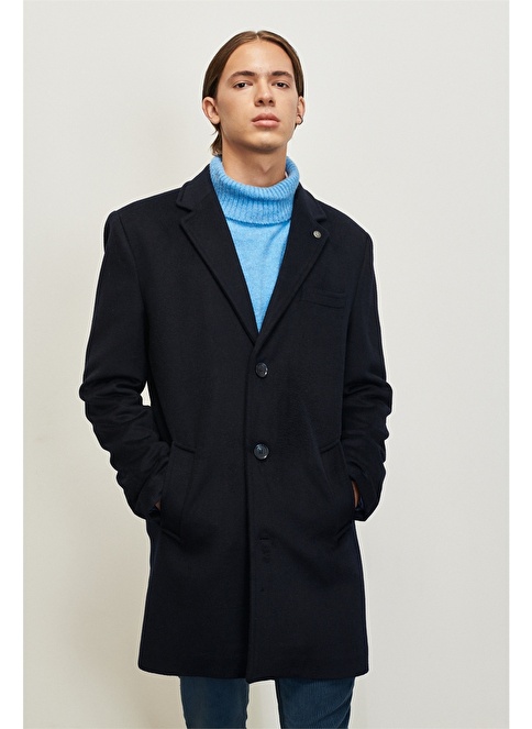 Standard Fit Normal Cut Mono Collar Wool Coat